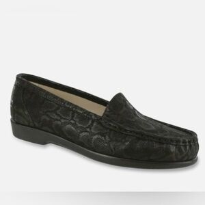 SAS Black Leather snake print Loafers Comfortable Flats